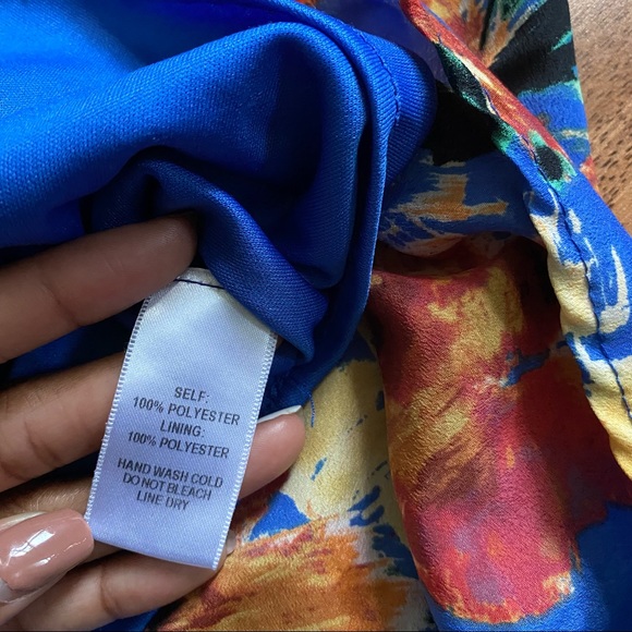 Lulus Blue Floral V Neck Mini Dress XS - Picture 7 of 9